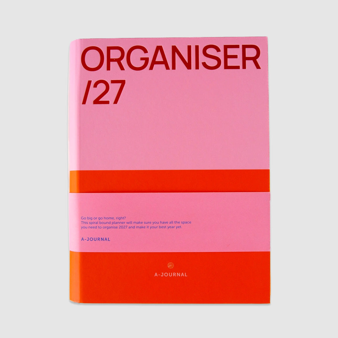 2027 Organiser Diary Spiral Pink Red