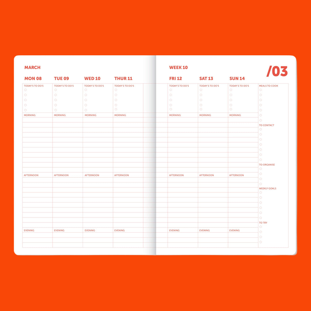 2027 Organiser Diary Spiral Checkered