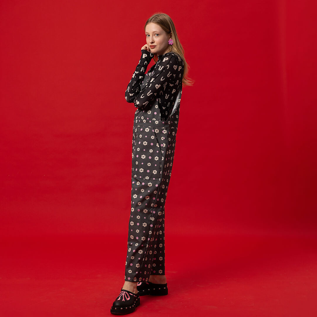 Be Cool Overalls - Polka Floral