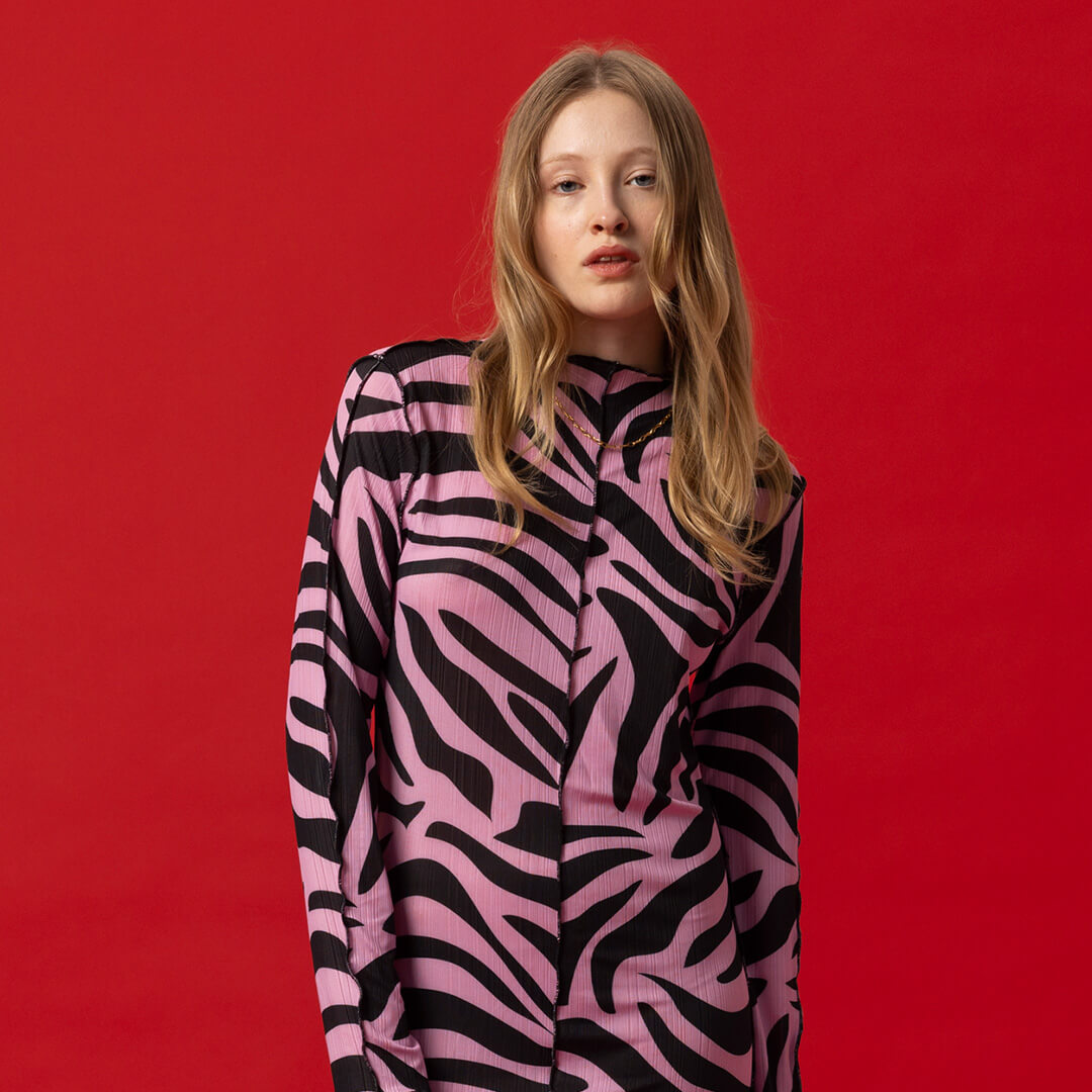 Lilliana Dress - Tiger Black / Pink