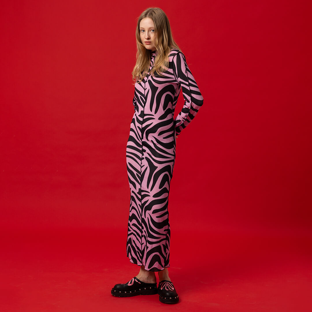 Lilliana Dress - Tiger Black / Pink