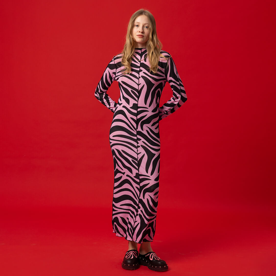 Lilliana Dress - Tiger Black / Pink