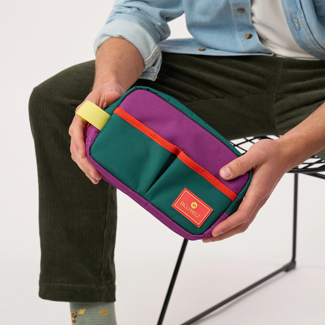 Toiletry Bag Green & Purple