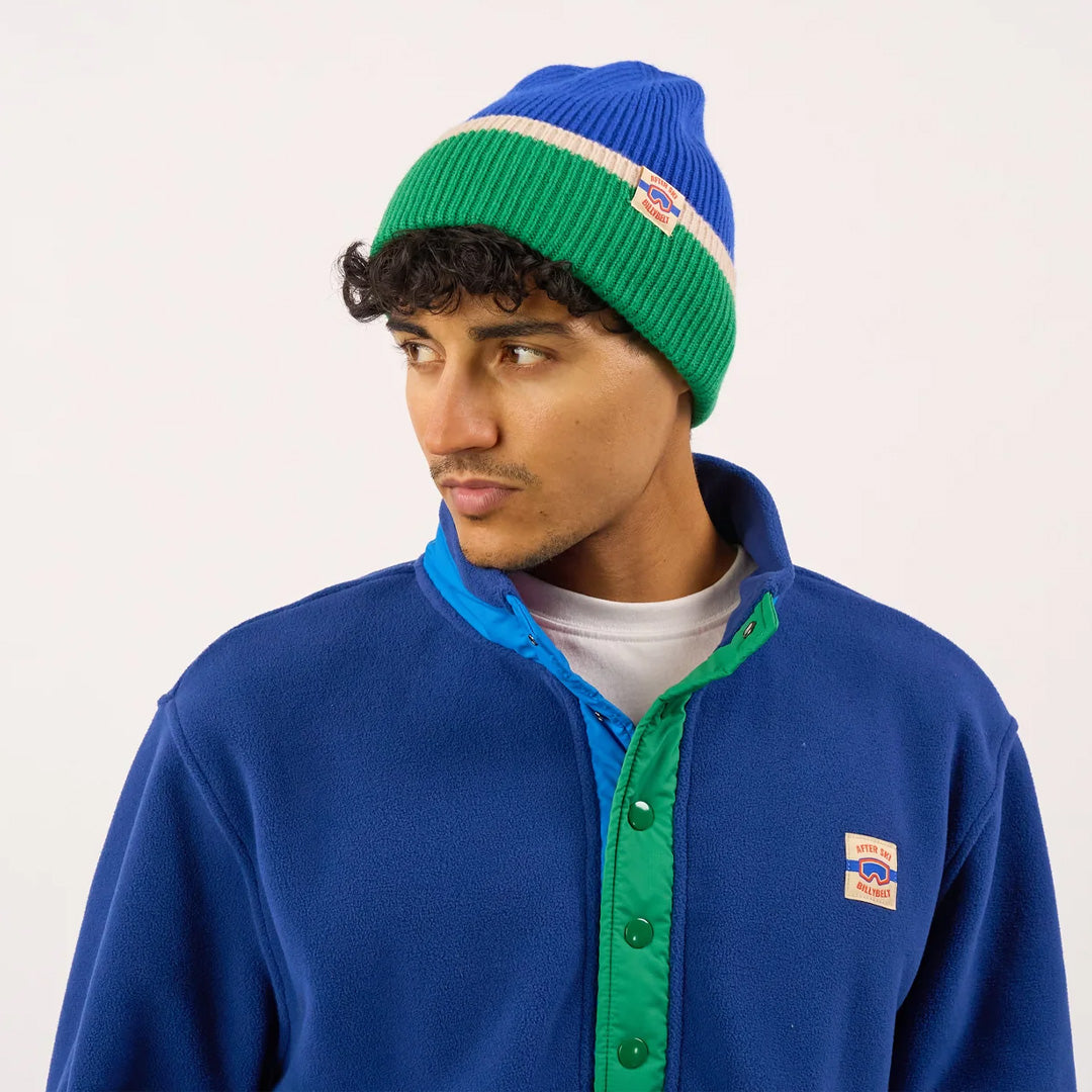 Wool Hat Blue, Green & Beige