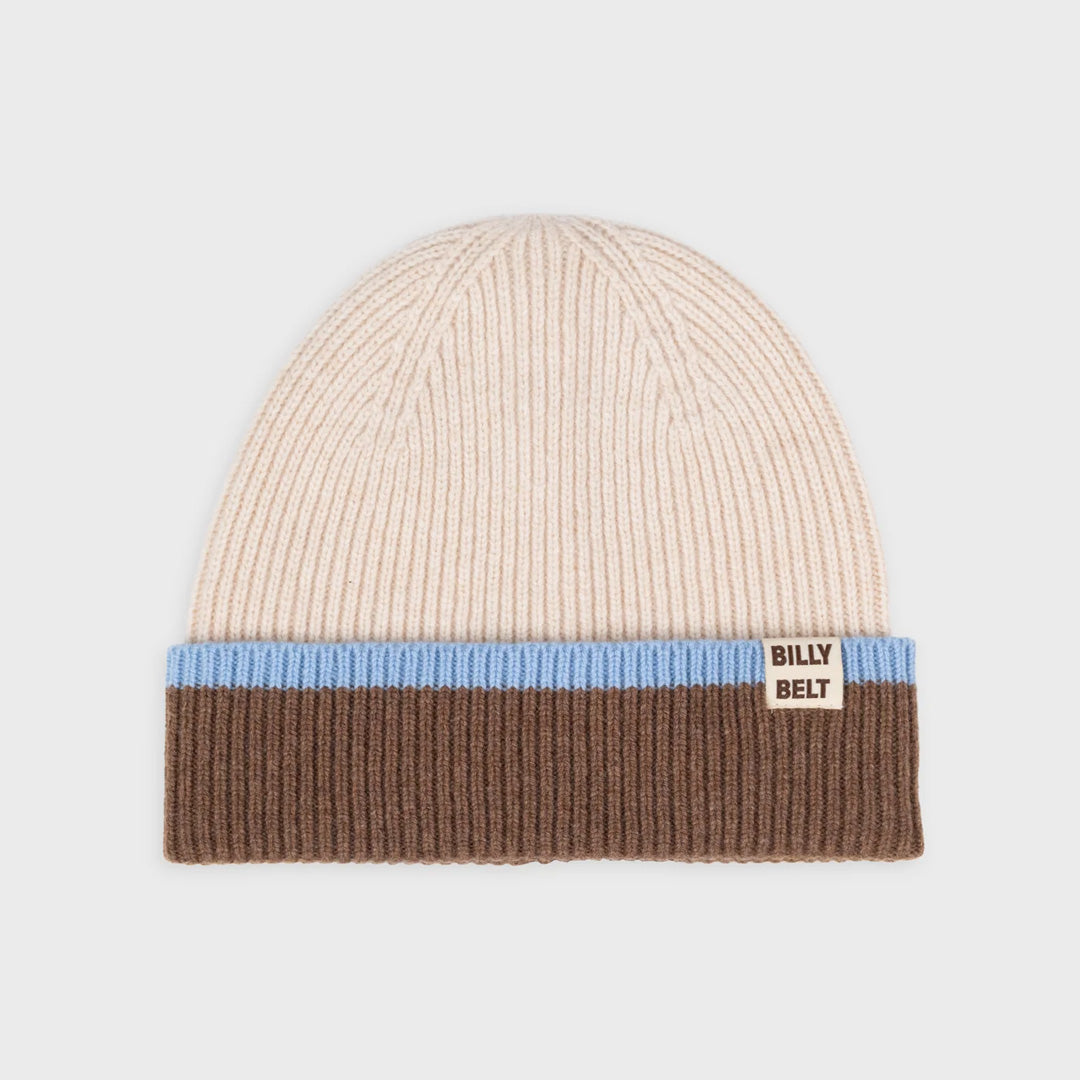Wool Hat Brown, Beige & Sky Blue