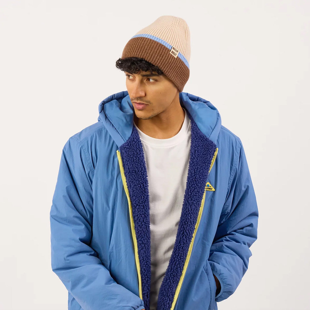 Wool Hat Brown, Beige & Sky Blue