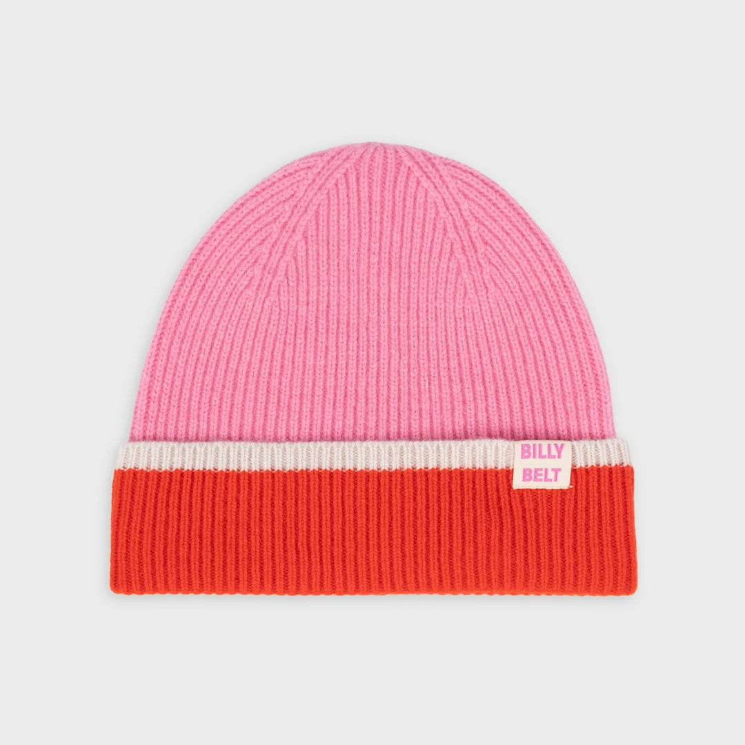 Wool Hat Pink, Red & Beige