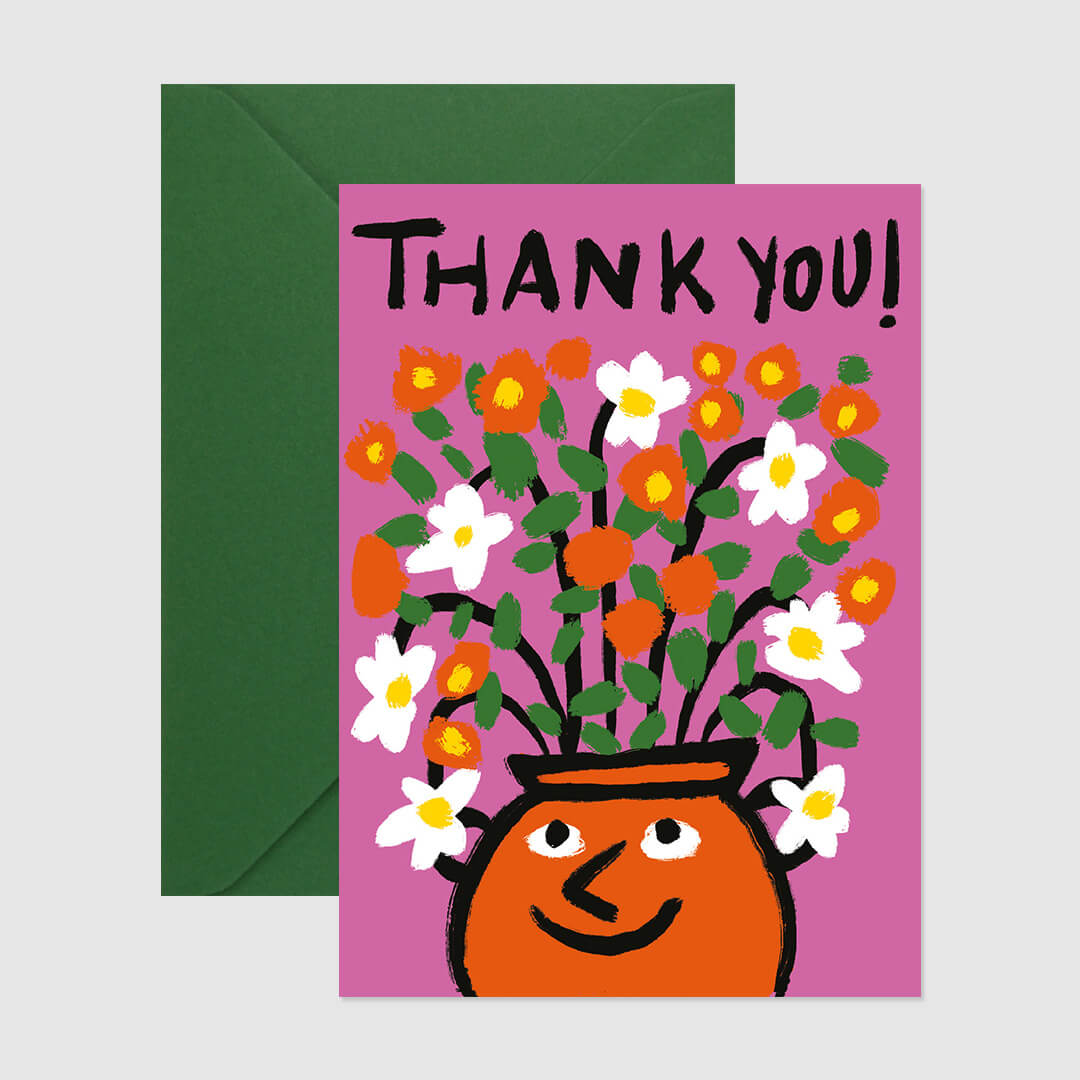 Thank You Happy Vase Card