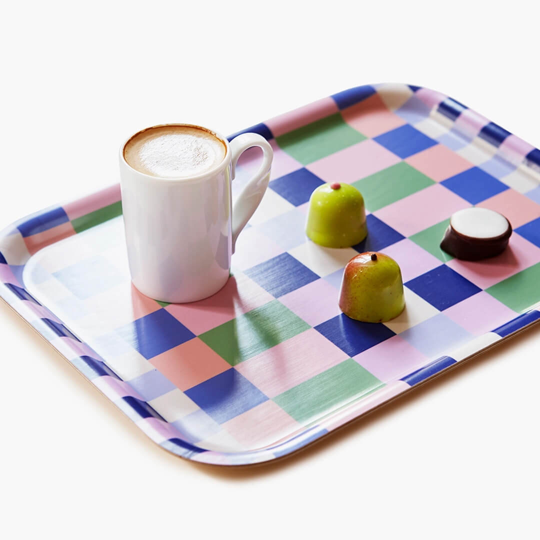 Grass/Pink Checker Mix Rectangular Serving Tray