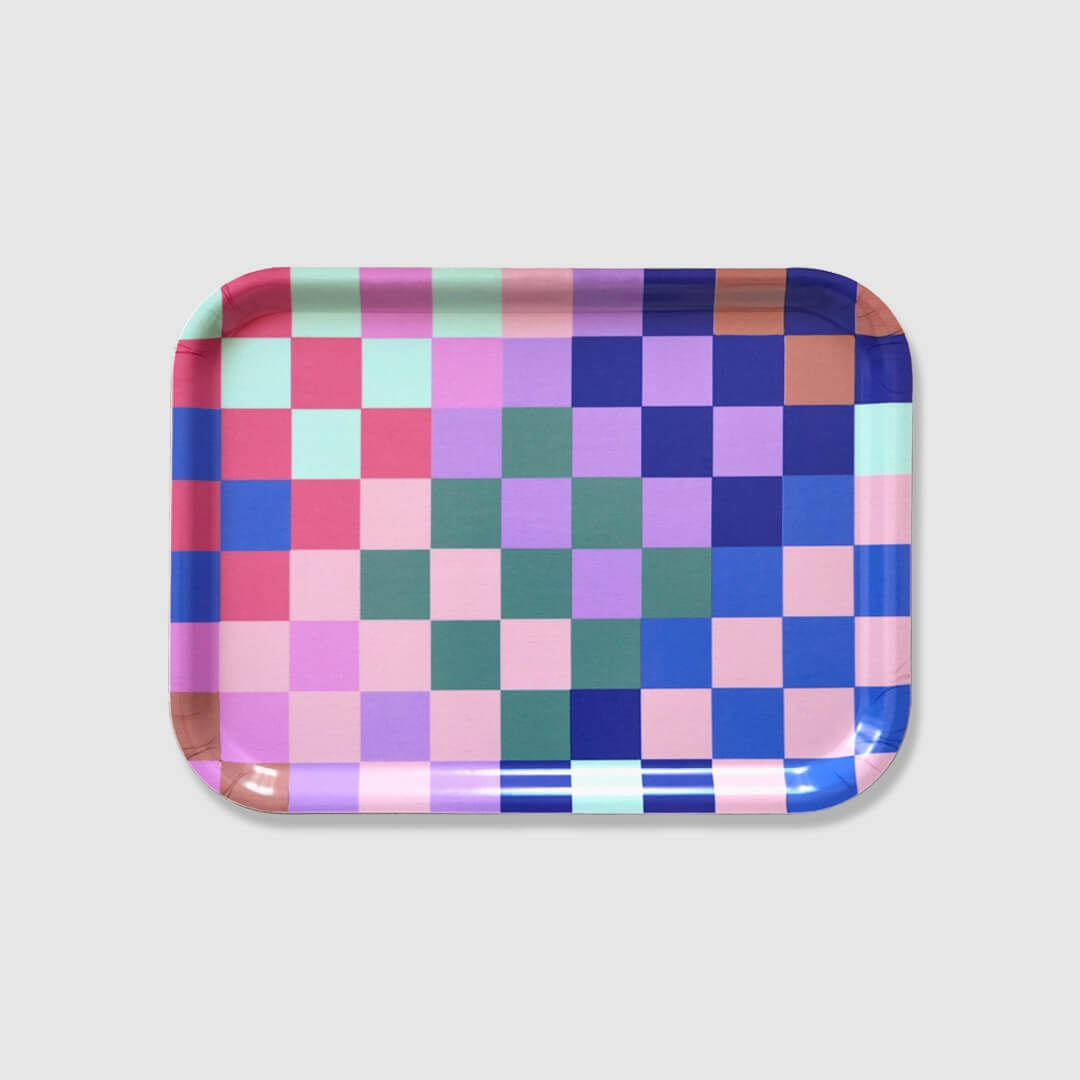 Multicolor Checker Rectangular Serving Tray