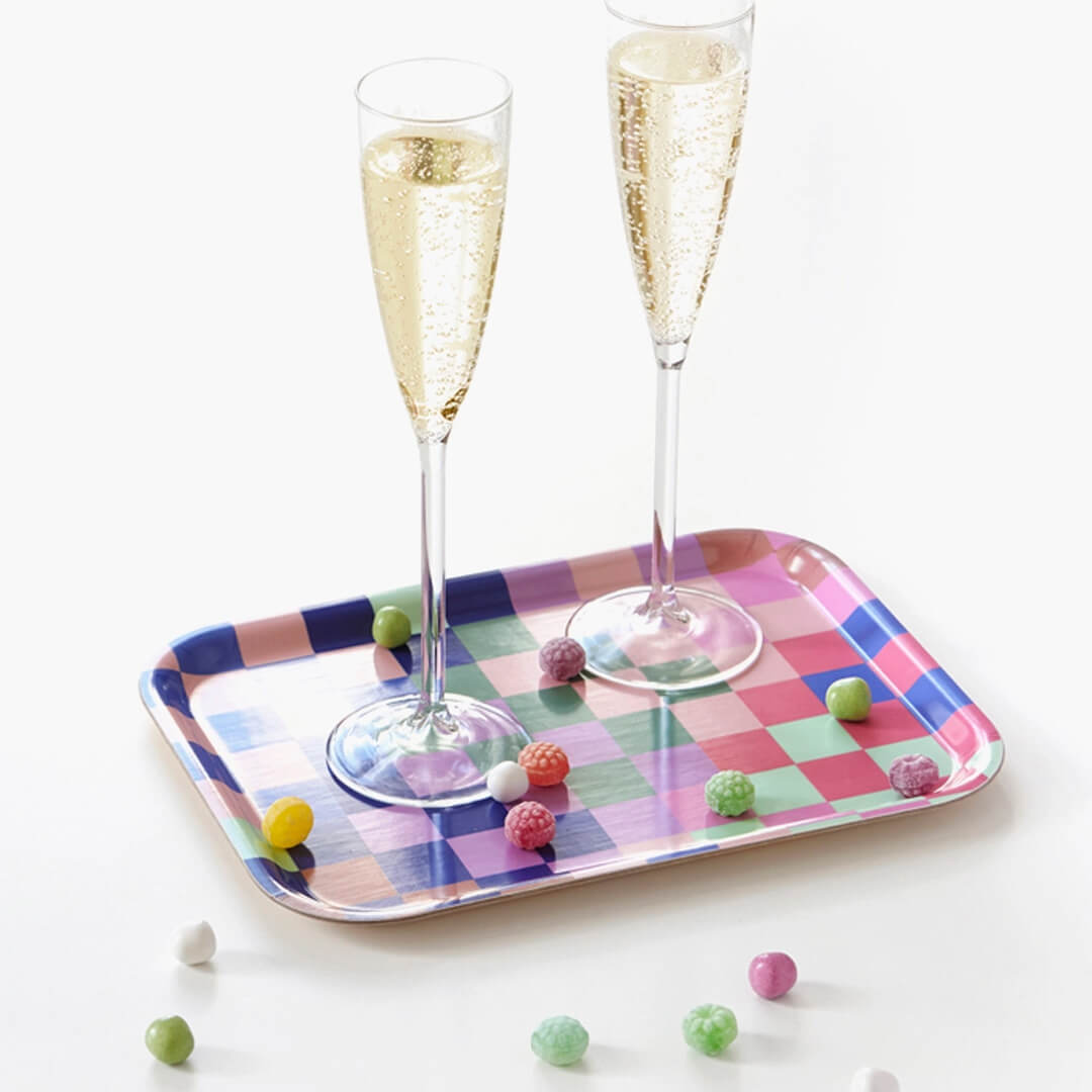 Multicolor Checker Rectangular Serving Tray