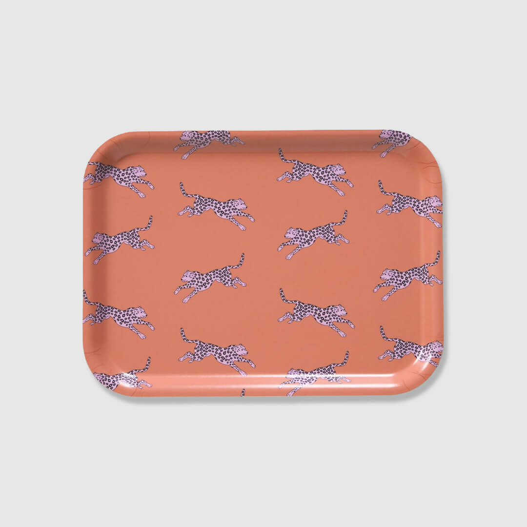 Orange Leopard Rectangular Serving Tray