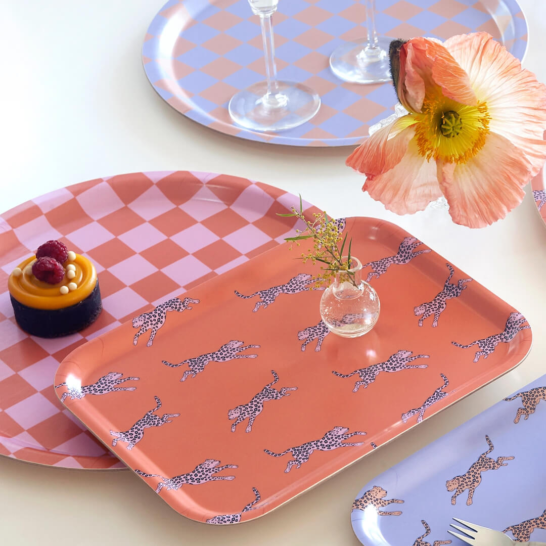 Orange Leopard Rectangular Serving Tray