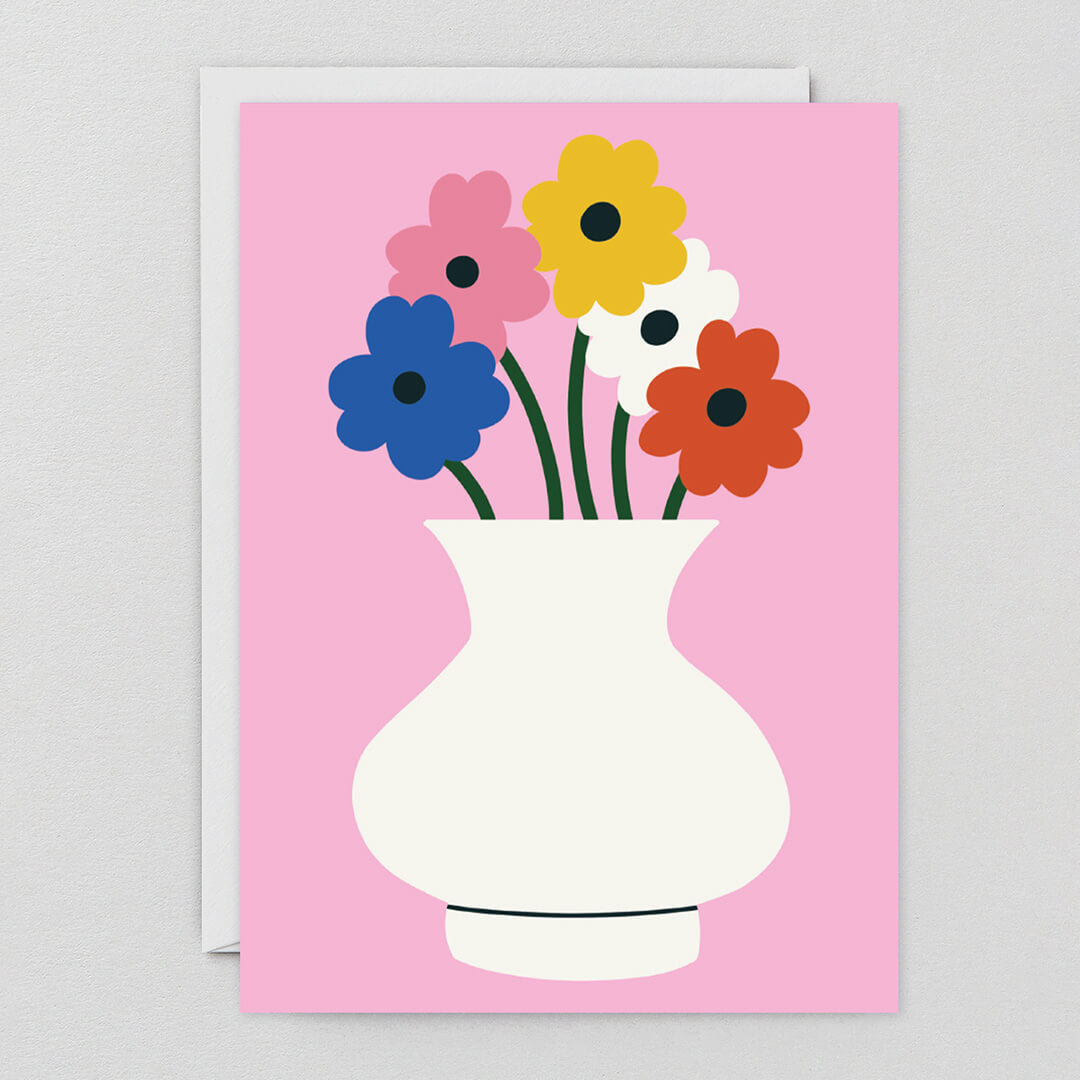Vase Five Flowers Card