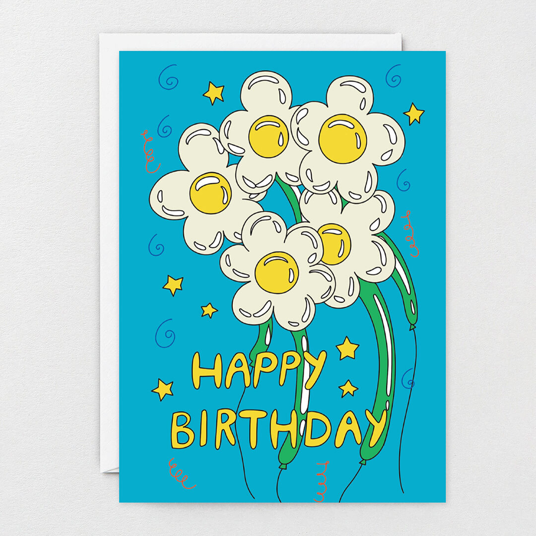 Happy Birthday Balloon Flowers Card