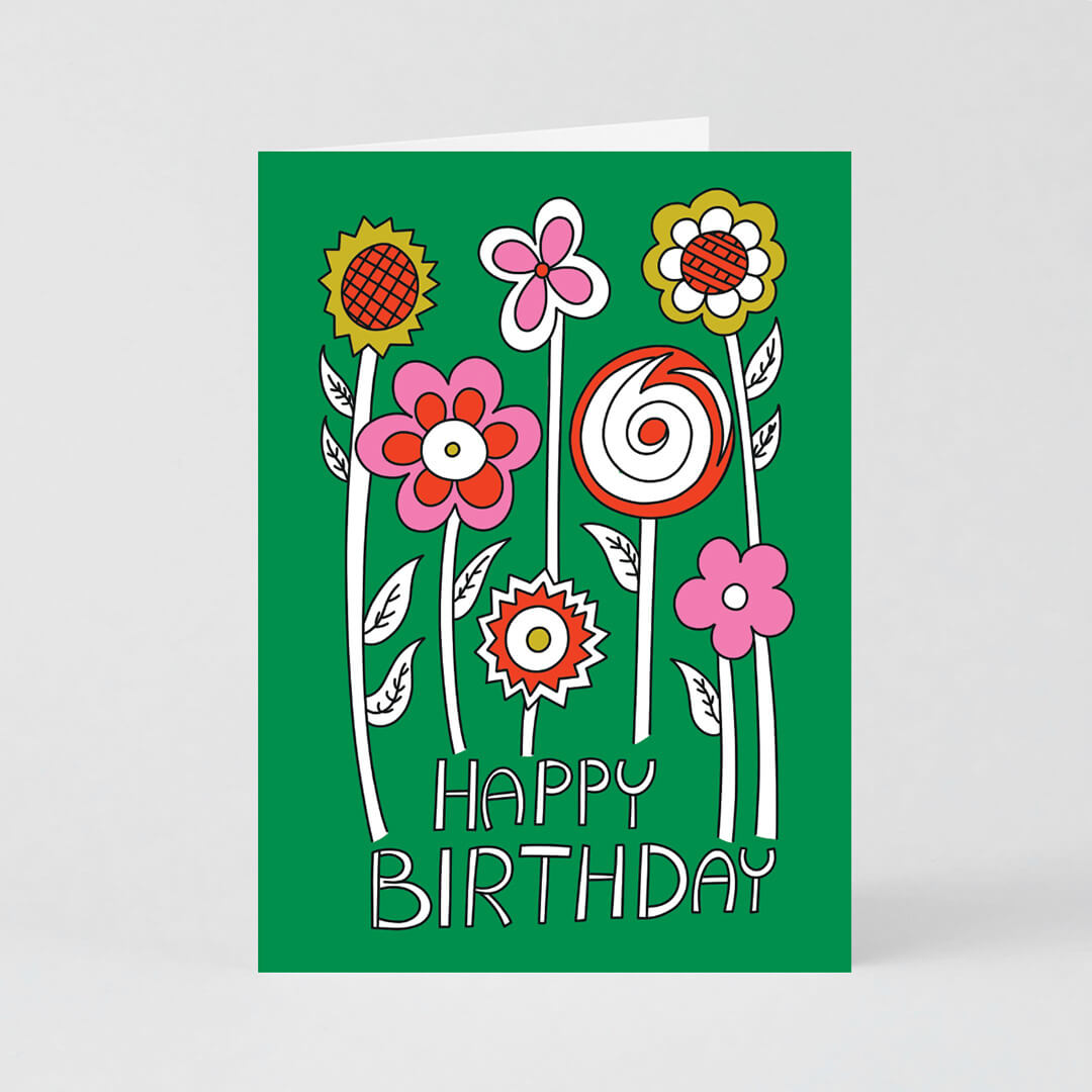 Happy Birthday Seven Flowers Card