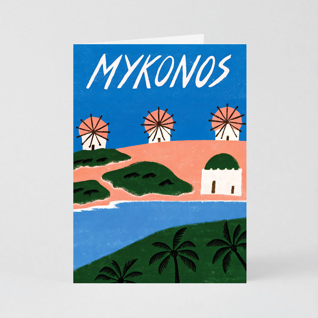Mykonos Windmills Card
