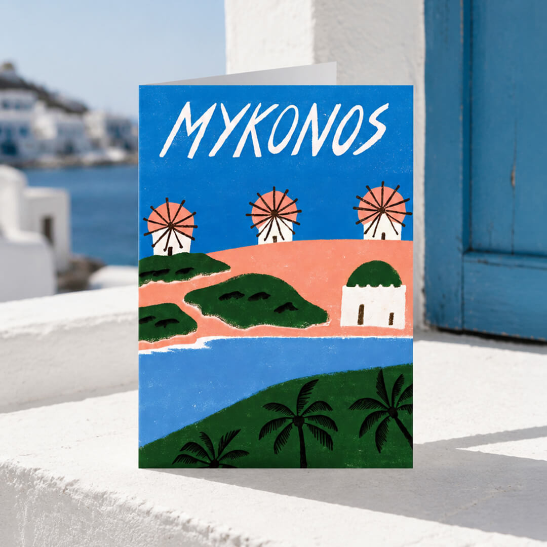 Mykonos Windmills Card