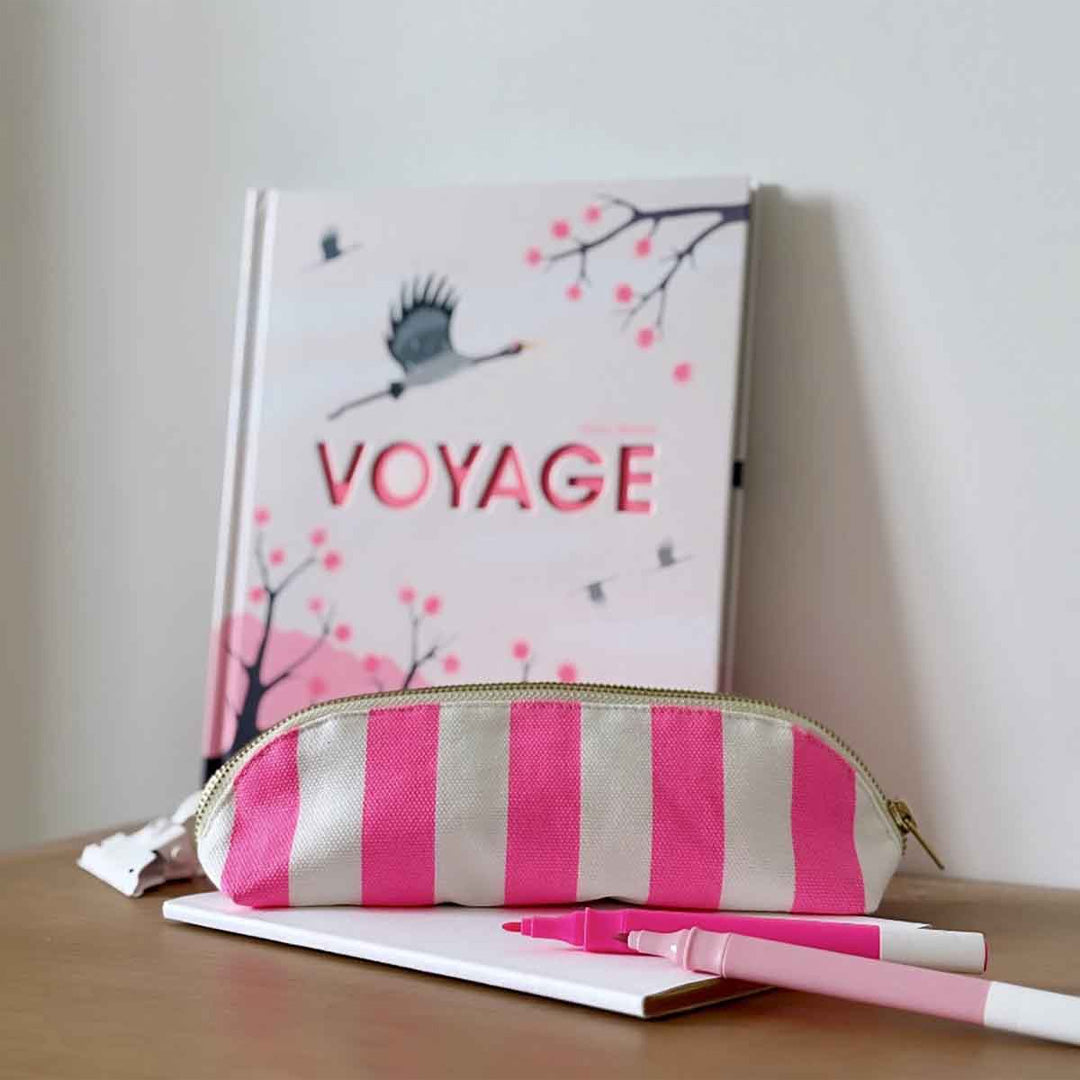Pencil Case Gaston Stripes Neon Pink