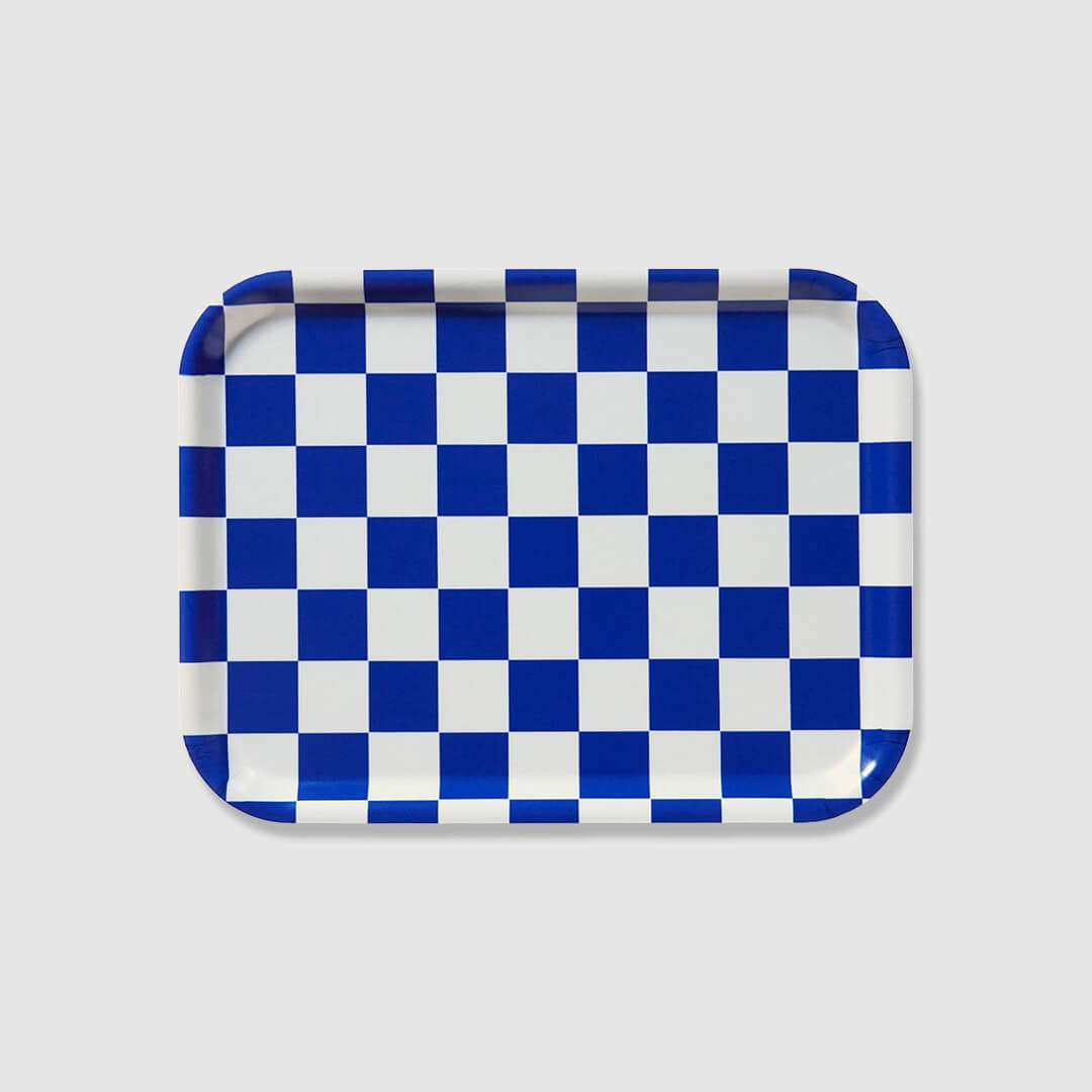 Sea Salt Checker Rectangular Serving Tray