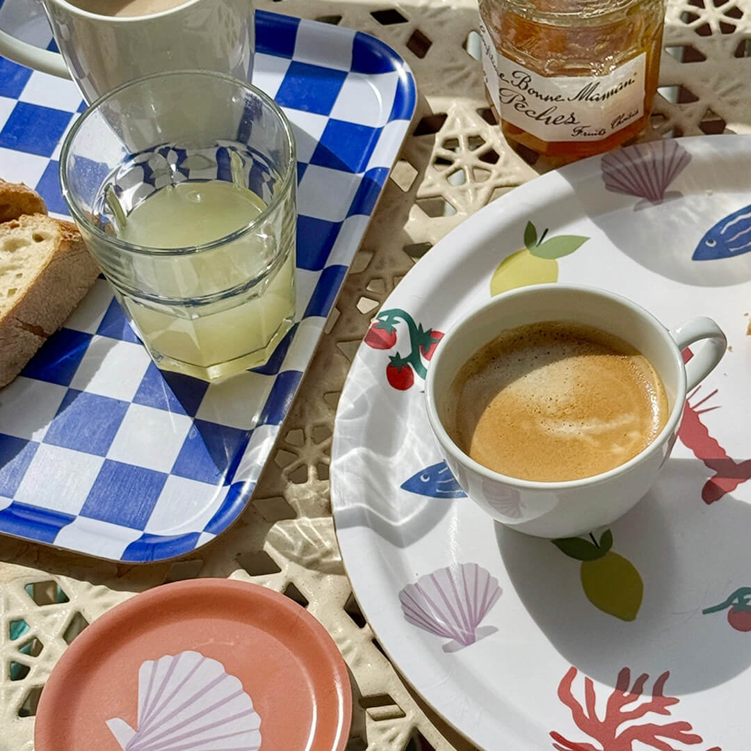 Sea Salt Checker Rectangular Serving Tray