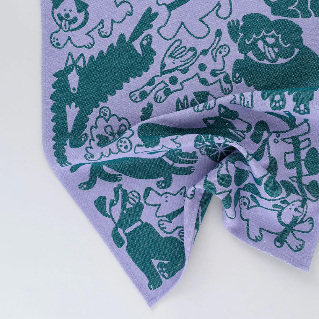 Dogs Day Out Cotton Towel Lilac/Green