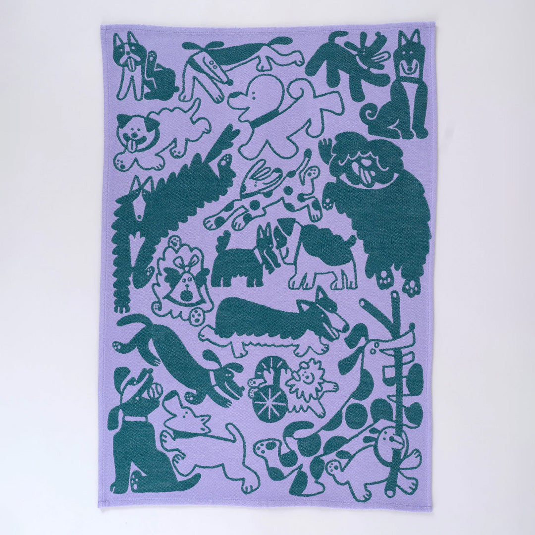Dogs Day Out Cotton Towel Lilac/Green