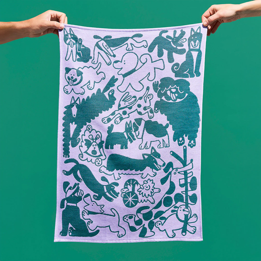 Dogs Day Out Cotton Towel Lilac/Green