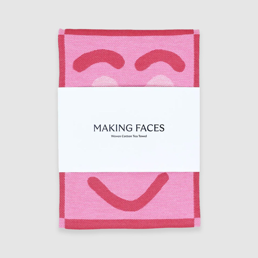 Making Faces Cotton Towel Pink/Maroon