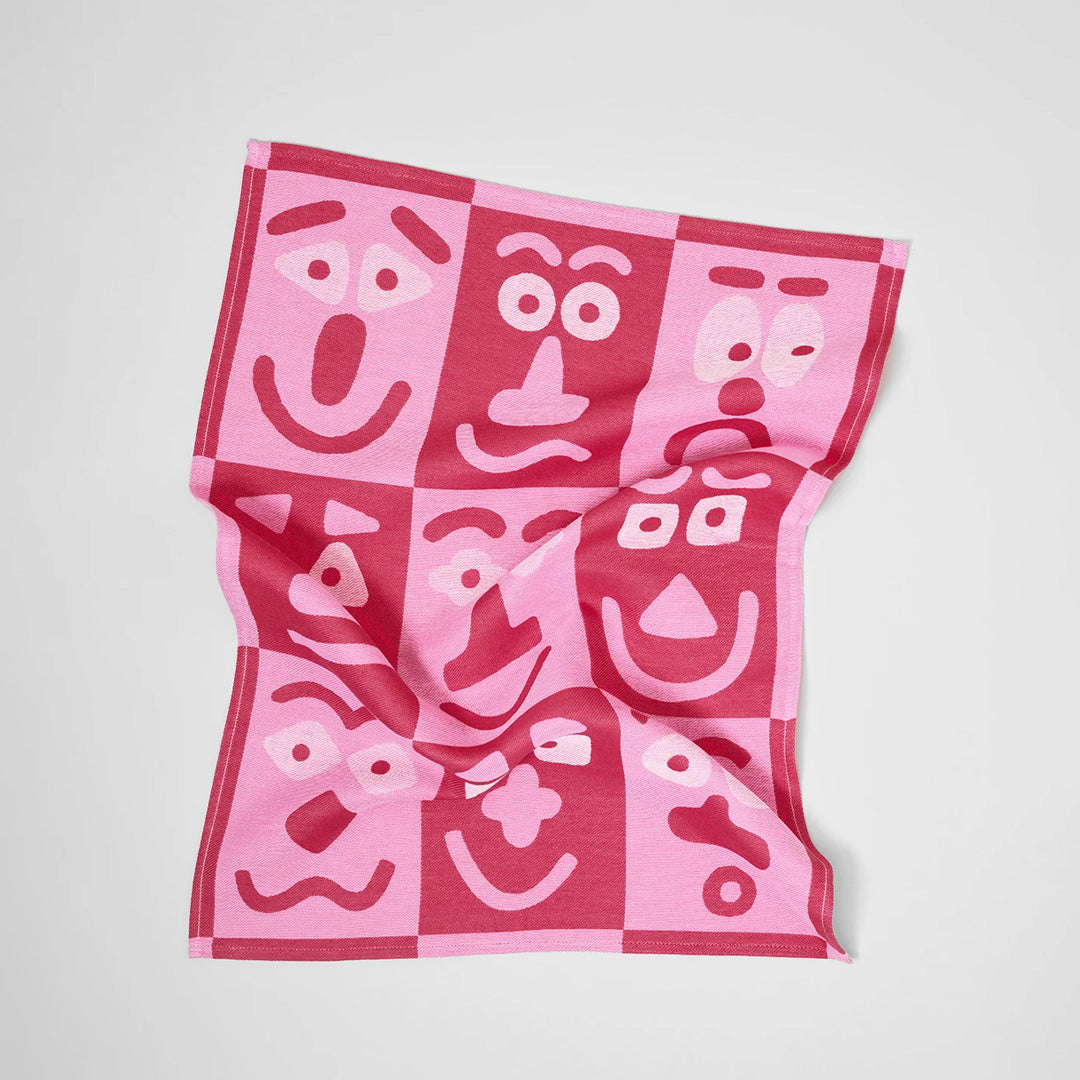 Making Faces Cotton Towel Pink/Maroon