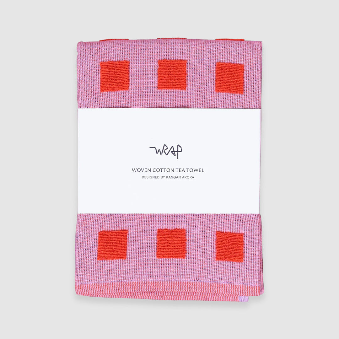 Squares Cotton Towel Lilac/Red