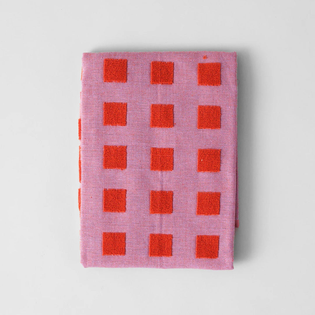Squares Cotton Towel Lilac/Red