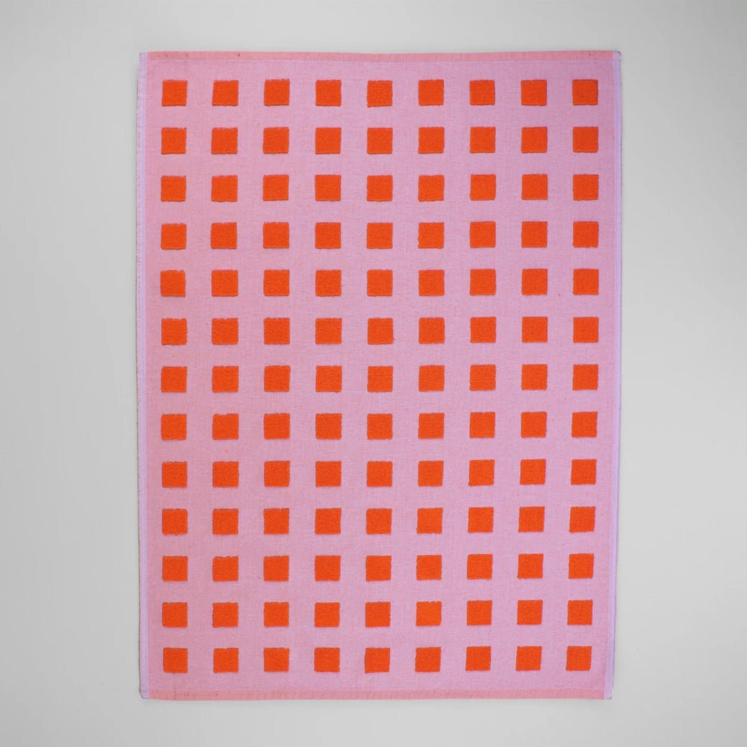 Squares Cotton Towel Lilac/Red