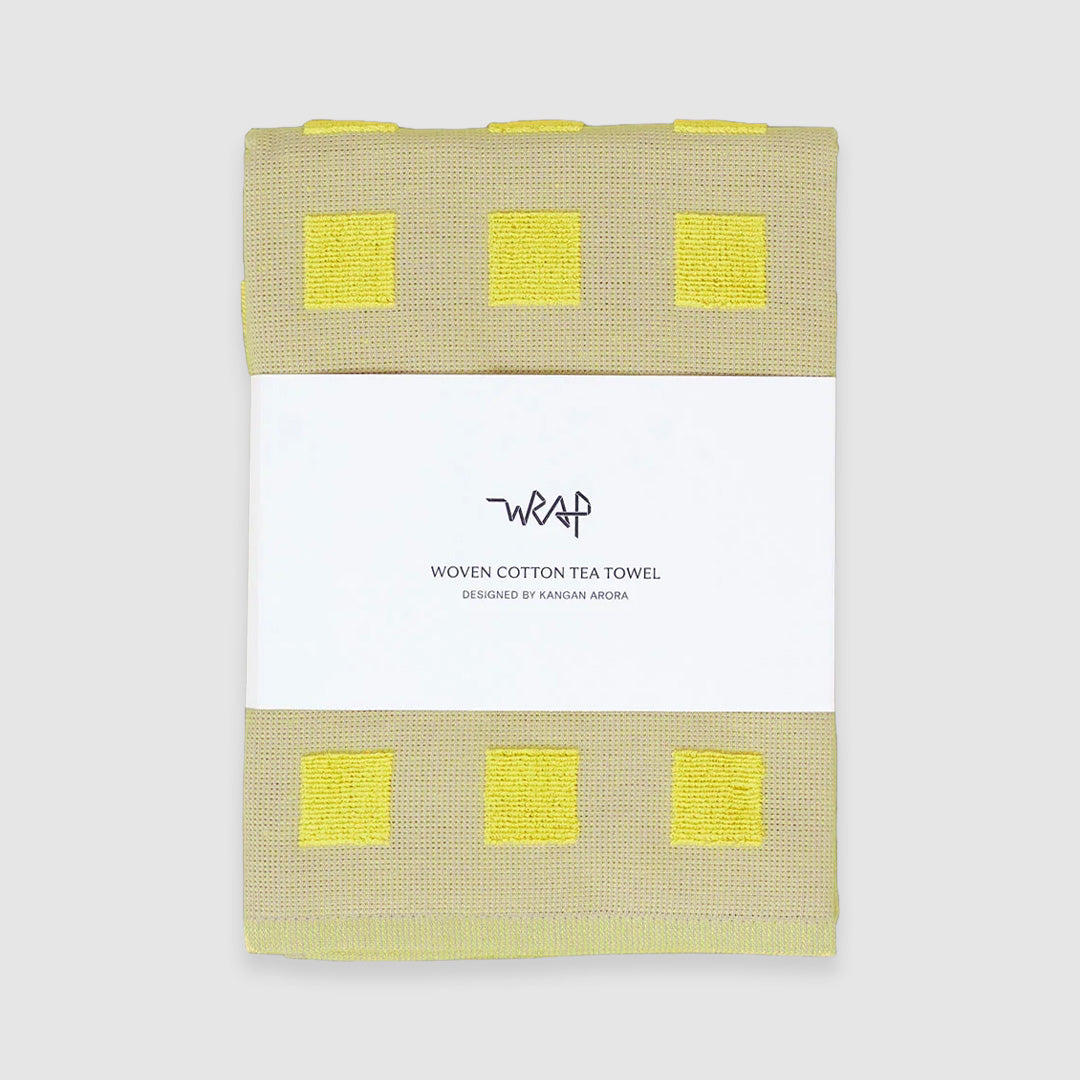 Squares Cotton Towel Oat/Yellow