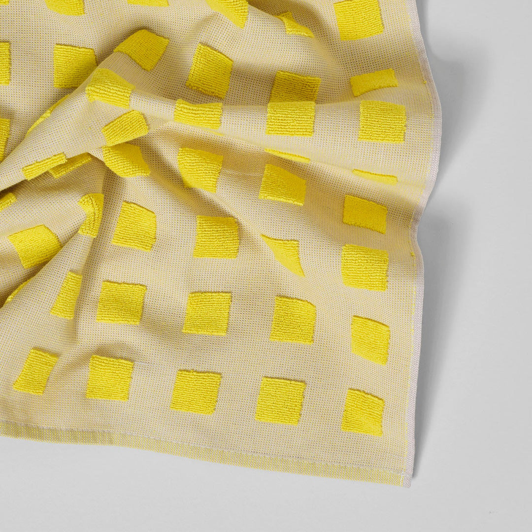 Squares Cotton Towel Oat/Yellow