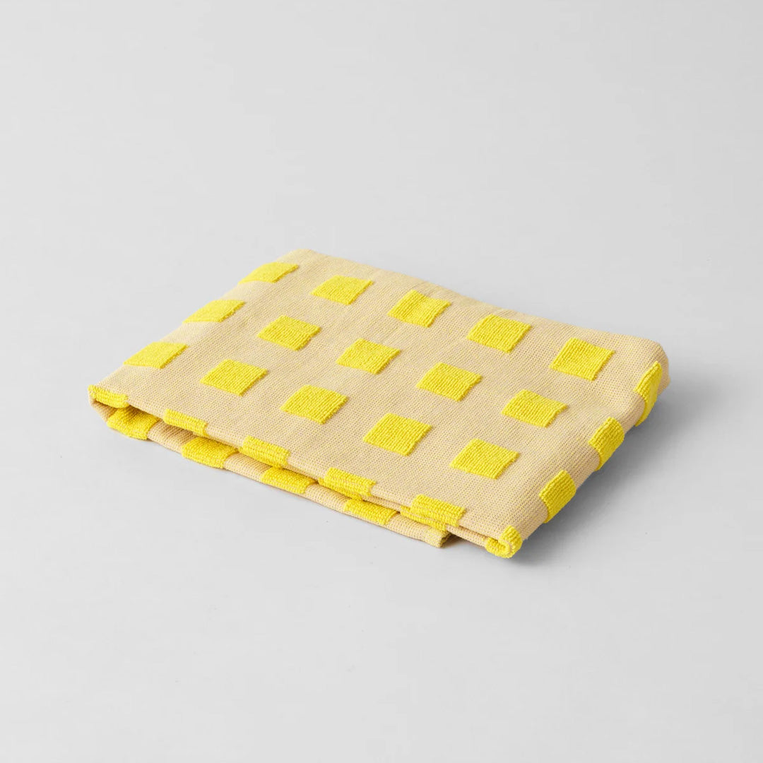Squares Cotton Towel Oat/Yellow