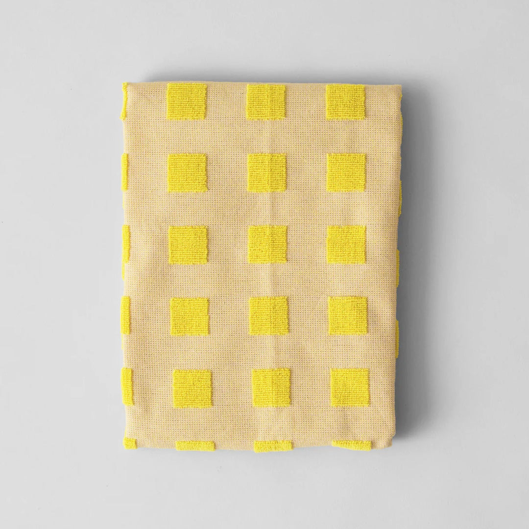 Squares Cotton Towel Oat/Yellow