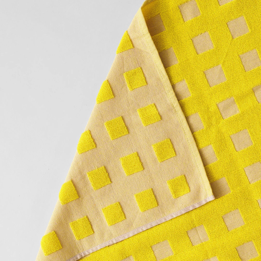 Squares Cotton Towel Oat/Yellow
