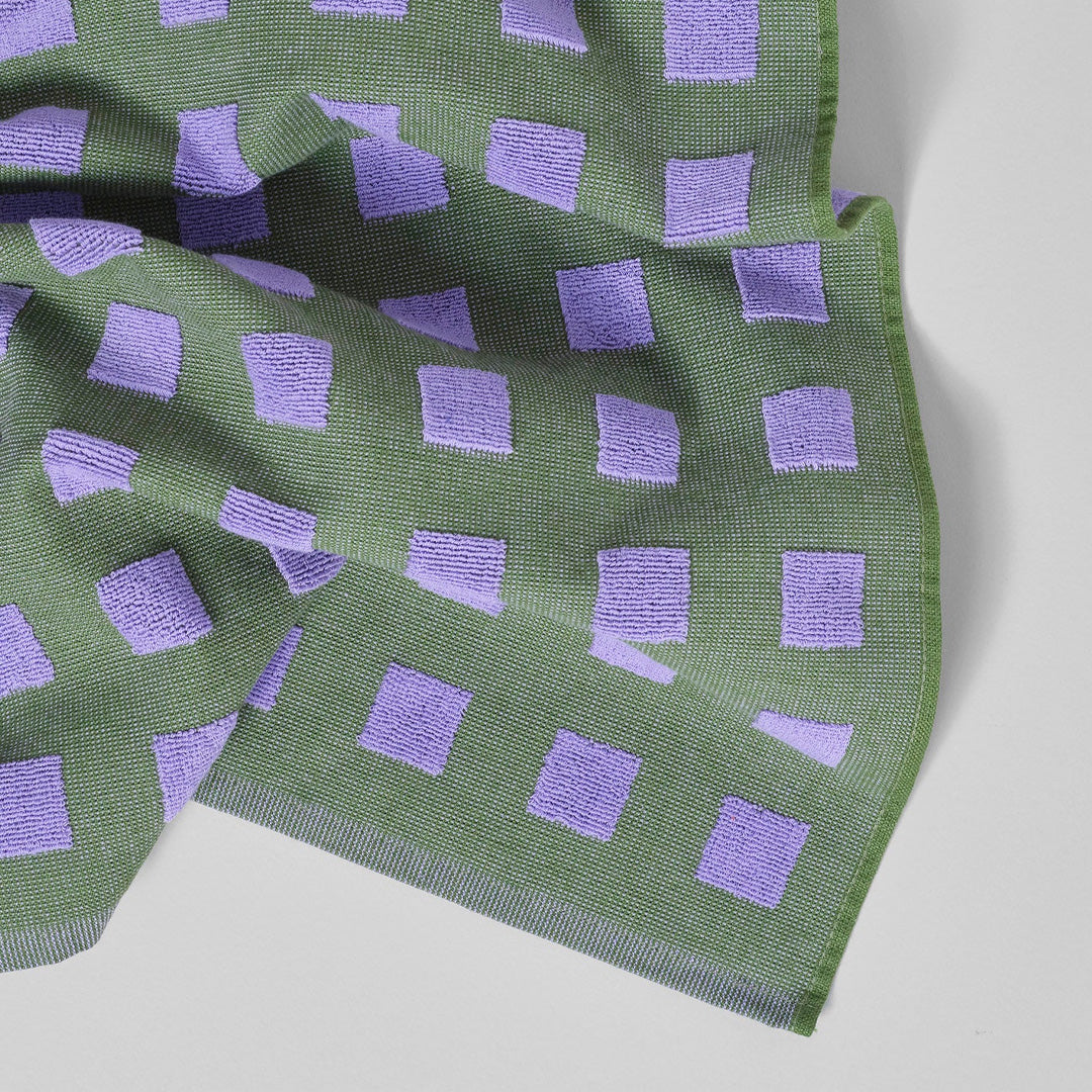 Squares Cotton Towel Olive/Lilac