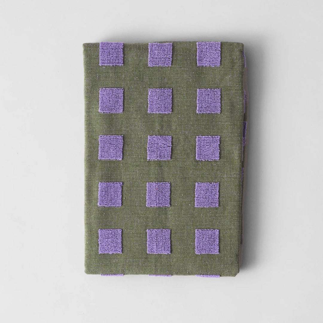 Squares Cotton Towel Olive/Lilac