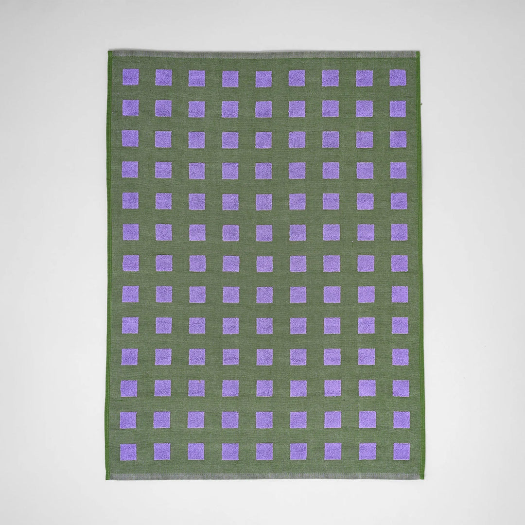 Squares Cotton Towel Olive/Lilac