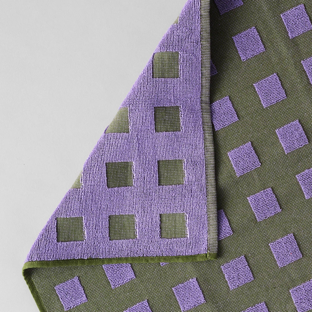 Squares Cotton Towel Olive/Lilac