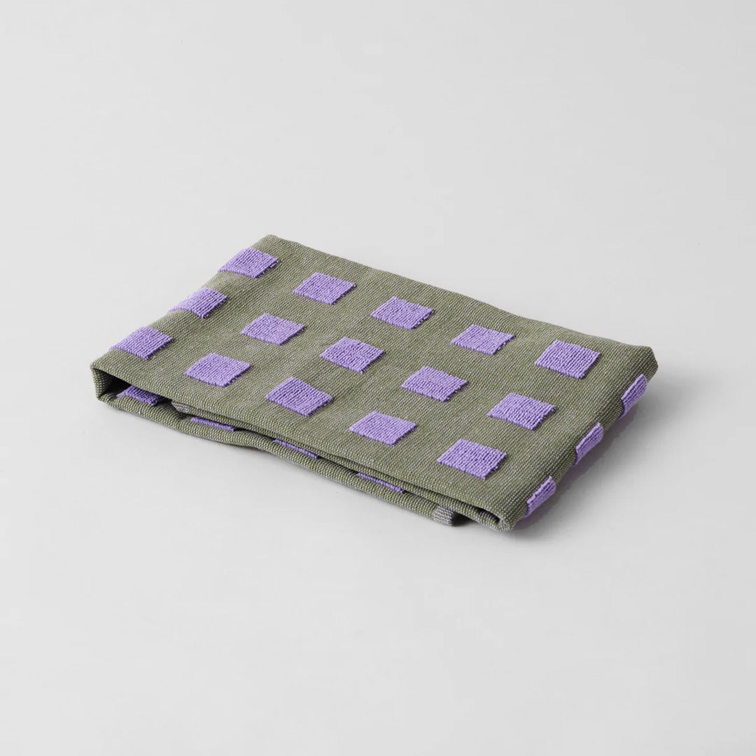 Squares Cotton Towel Olive/Lilac