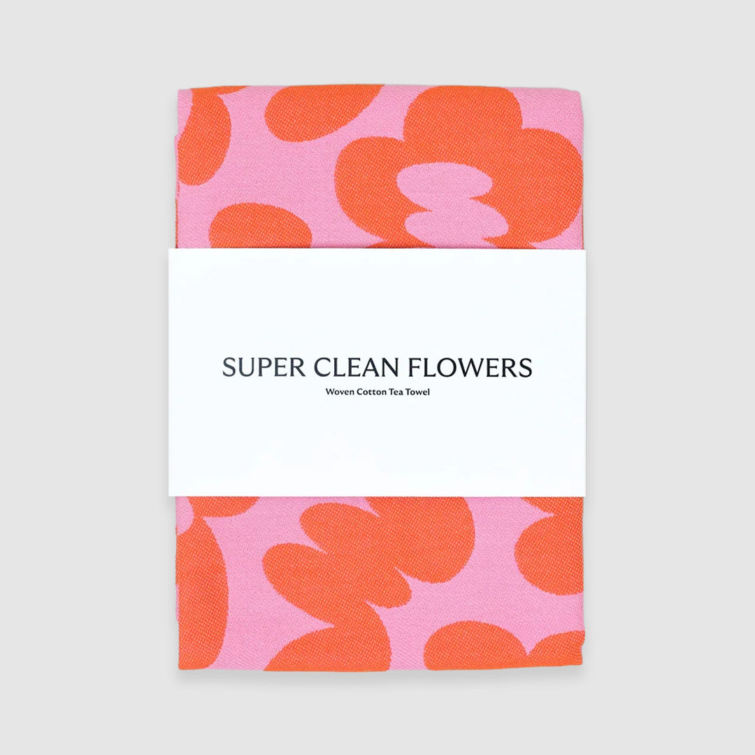 Super Clean Flowers Cotton Towel Pink/Red