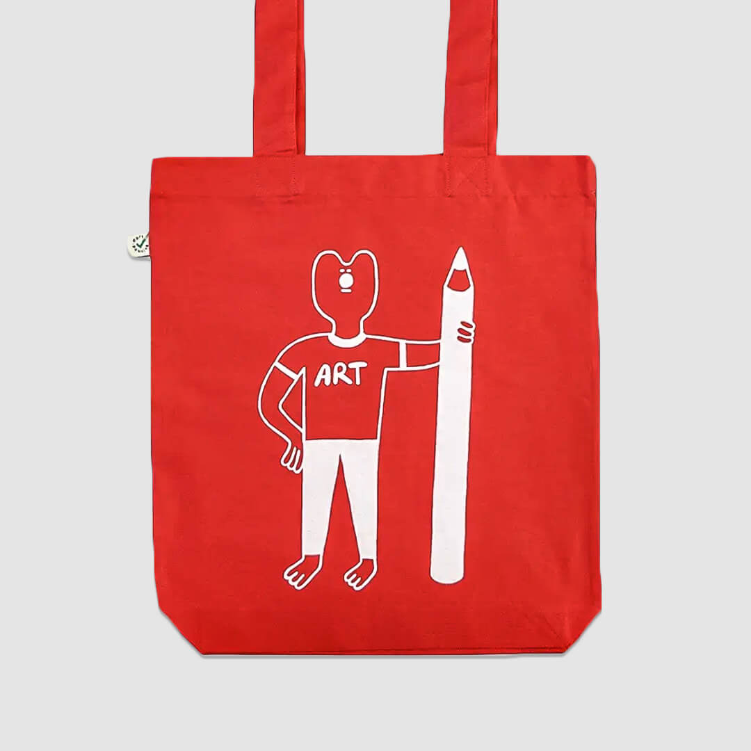 Yuk Fun - Art Tote Bag – Silver On Red Image 1