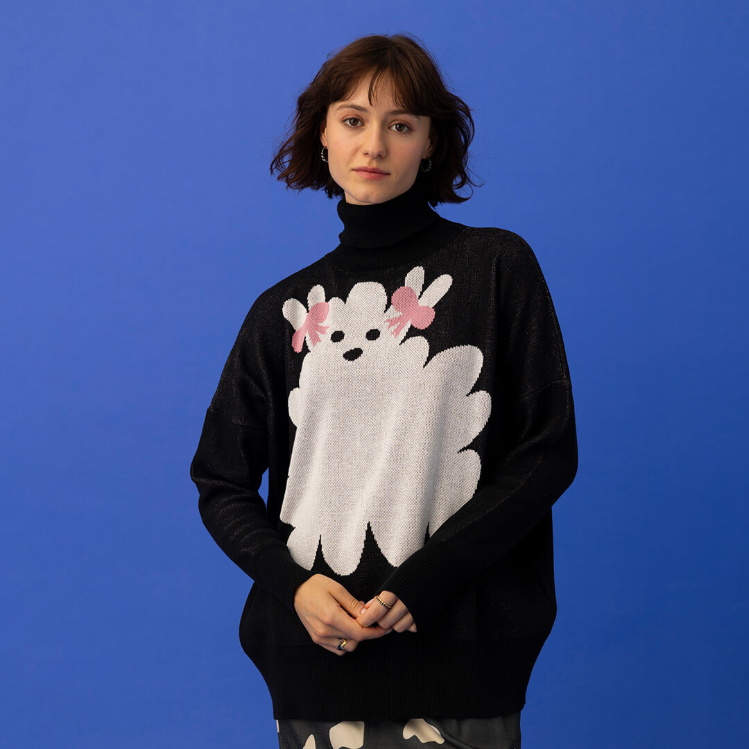 Piper Sweater Fluffy Dog - Black