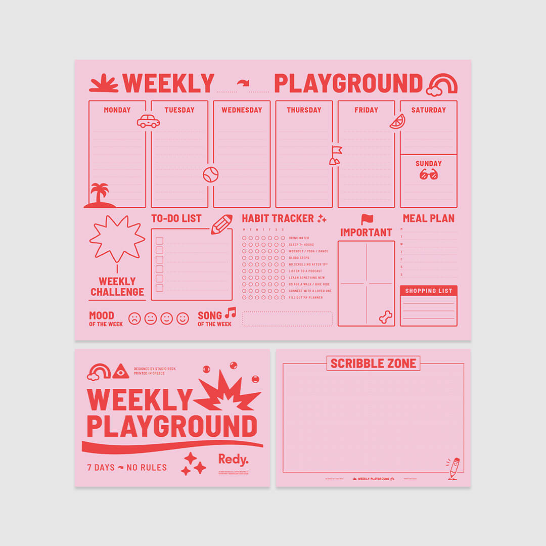 Weekly Playground Planner - Pink Red