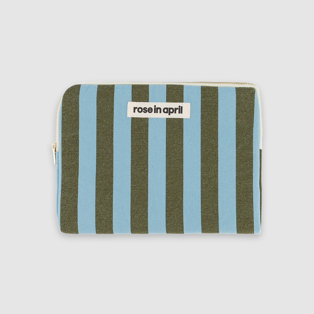 Anouk Stripes Olive / Blue Ipad Sleeve